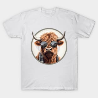 Shades of Scotland: The Fashionable Cow in Scarf and Sunglasses T-Shirt